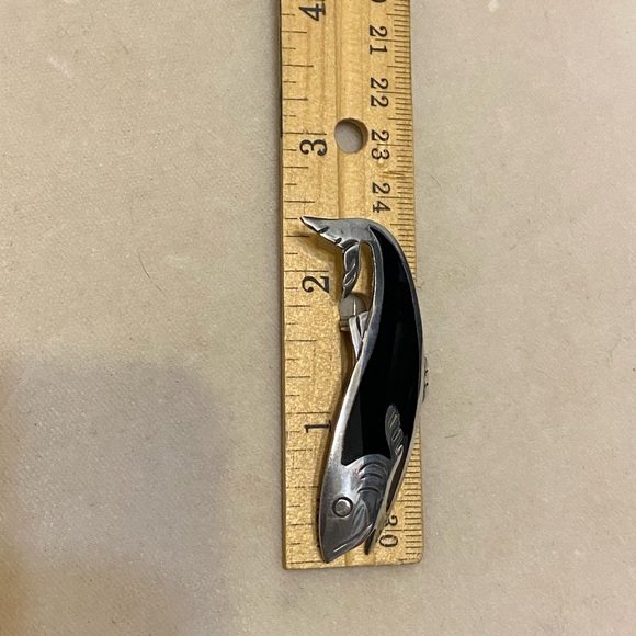 Vintage Taxco Sterling Silver Black Enamel Fish Brooch 925 - Picture 9 of 9